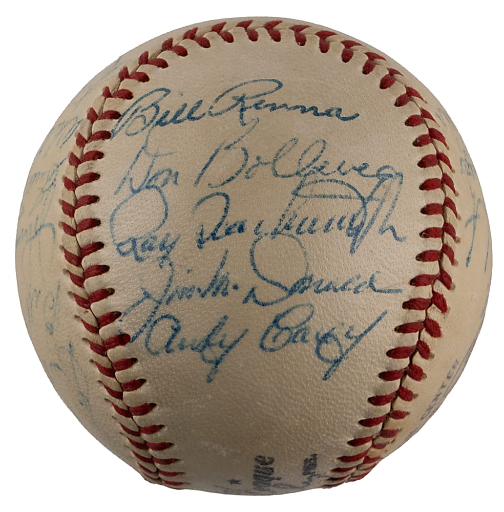 1953 World Series Champion New York Yankees Team-Signed Baseball with (21) Signatures Including Mickey Mantle - Full JSA LOA