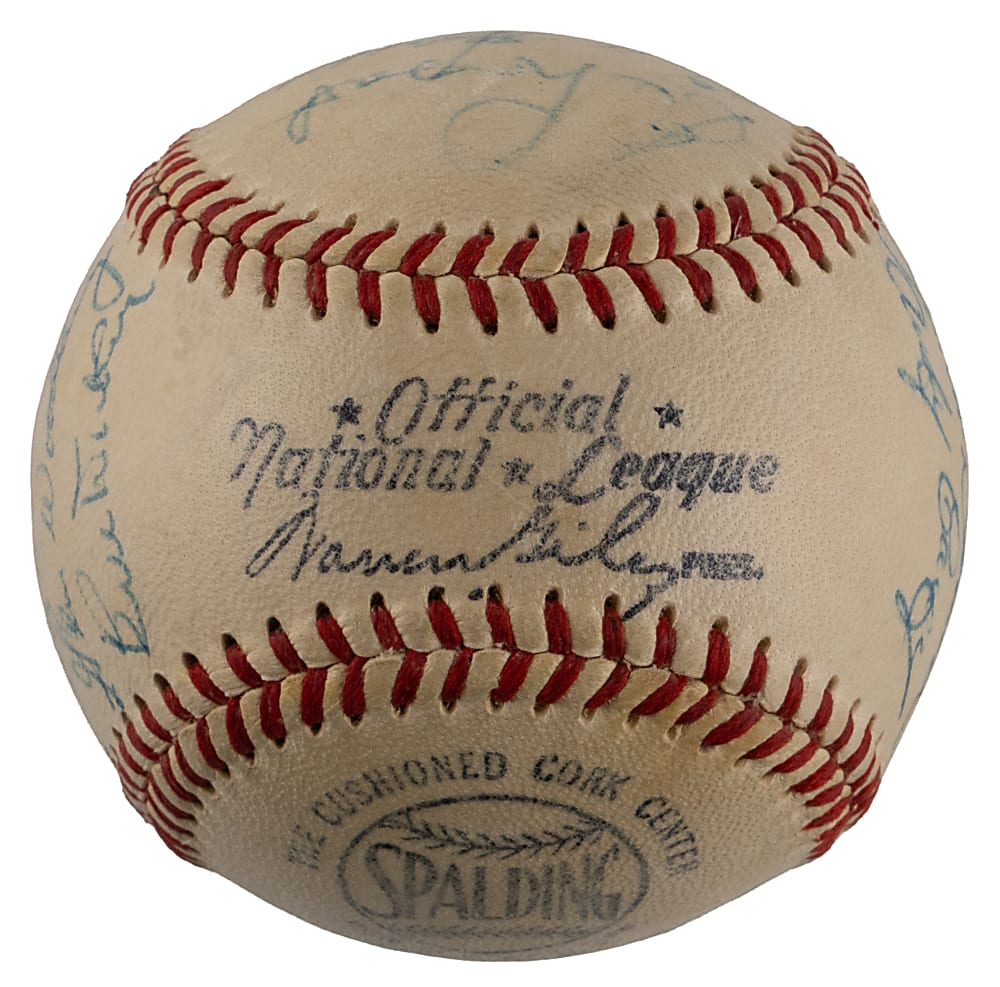 1953 World Series Champion New York Yankees Team-Signed Baseball with (21) Signatures Including Mickey Mantle - Full JSA LOA
