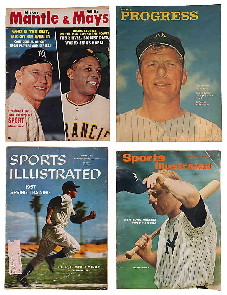 1950s-1960s Mickey Mantle Collection (7) with Magazines & Topps Poster
