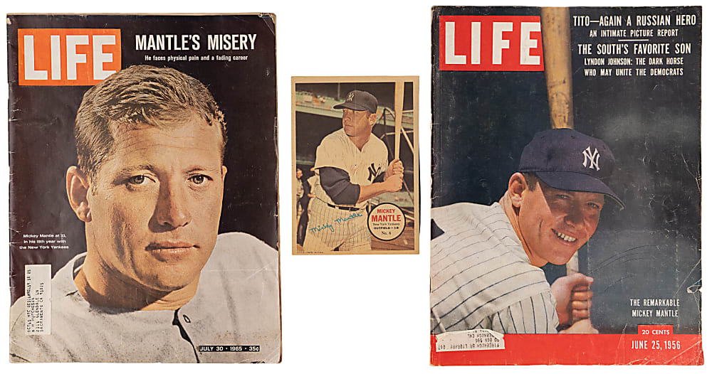 1950s-1960s Mickey Mantle Collection (7) with Magazines & Topps Poster