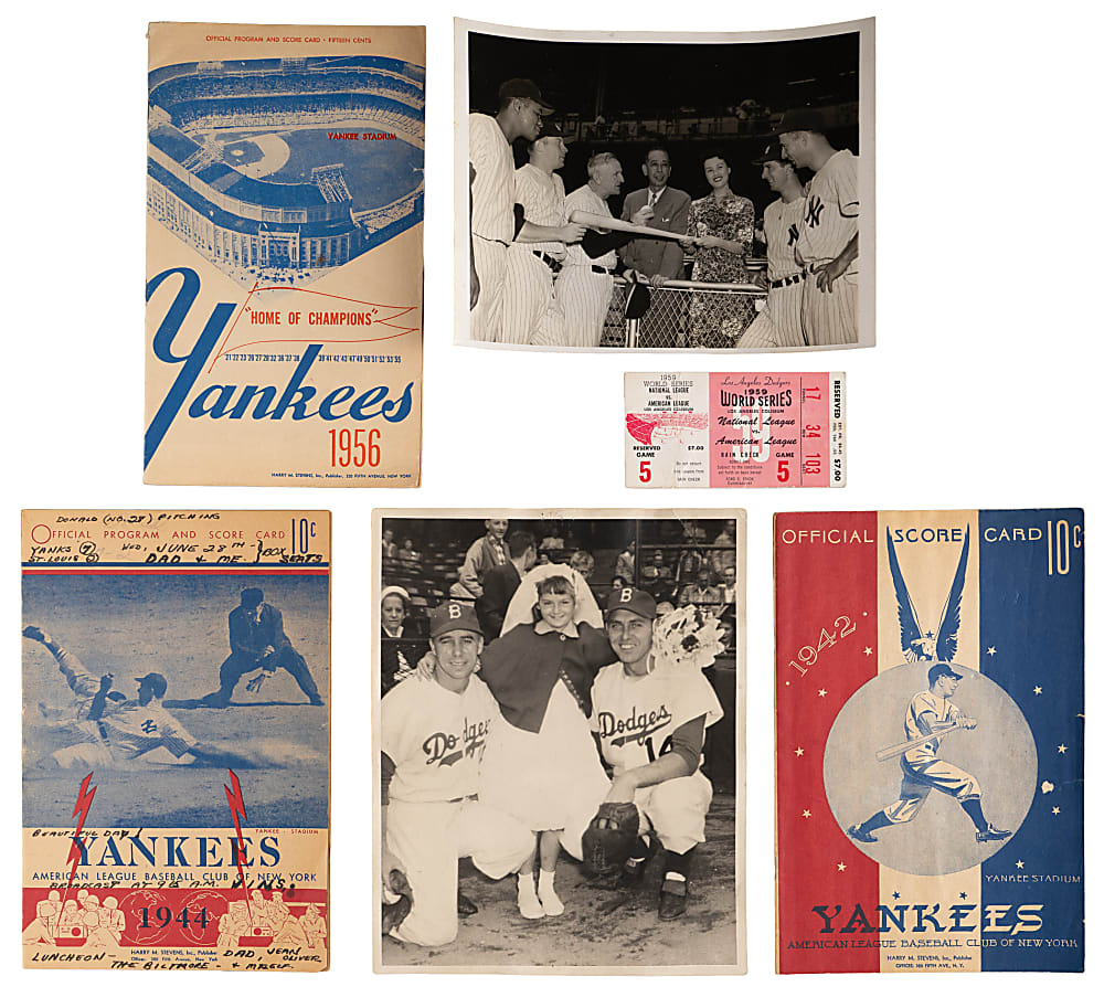 1940s-1960s New York Yankees/ Brooklyn/Los Angeles Dodgers Ephemera (10) with (4) World Series Programs