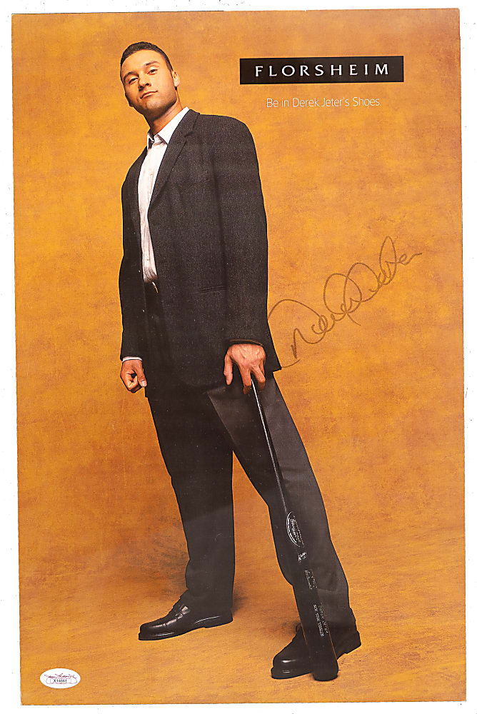 Derek Jeter Autographed Group (4) with (2) Advertisements, Hat & Baseball - JSA