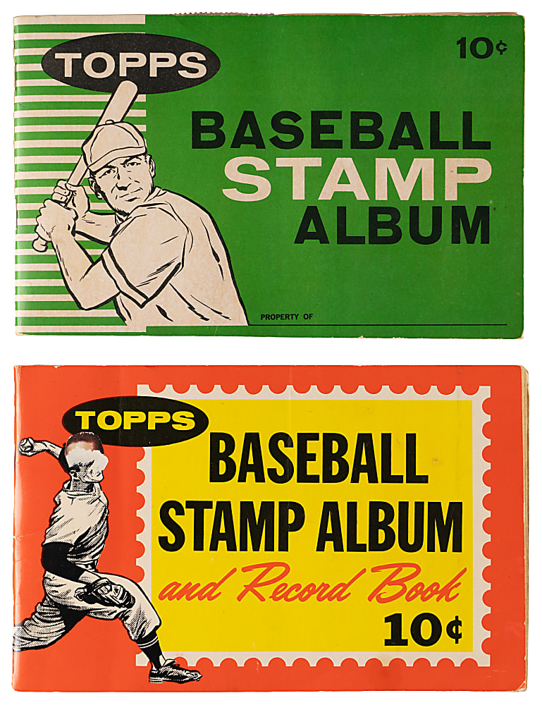 1961 & 1962 Topps Stamps Collection (349) with Both Albums Including Complete Set