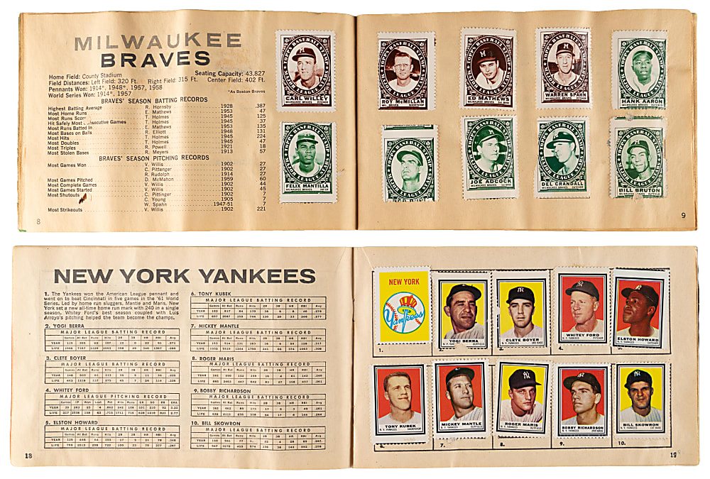 1961 & 1962 Topps Stamps Collection (349) with Both Albums Including Complete Set