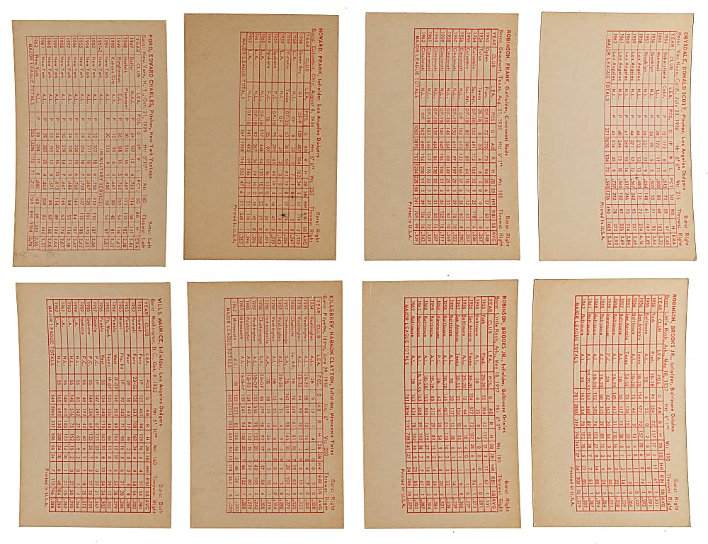 1963 Exhibit Stat Back Starter Set (24) Plus (5) Duplicates with (29) Total Cards Including (7) Hall of Famers