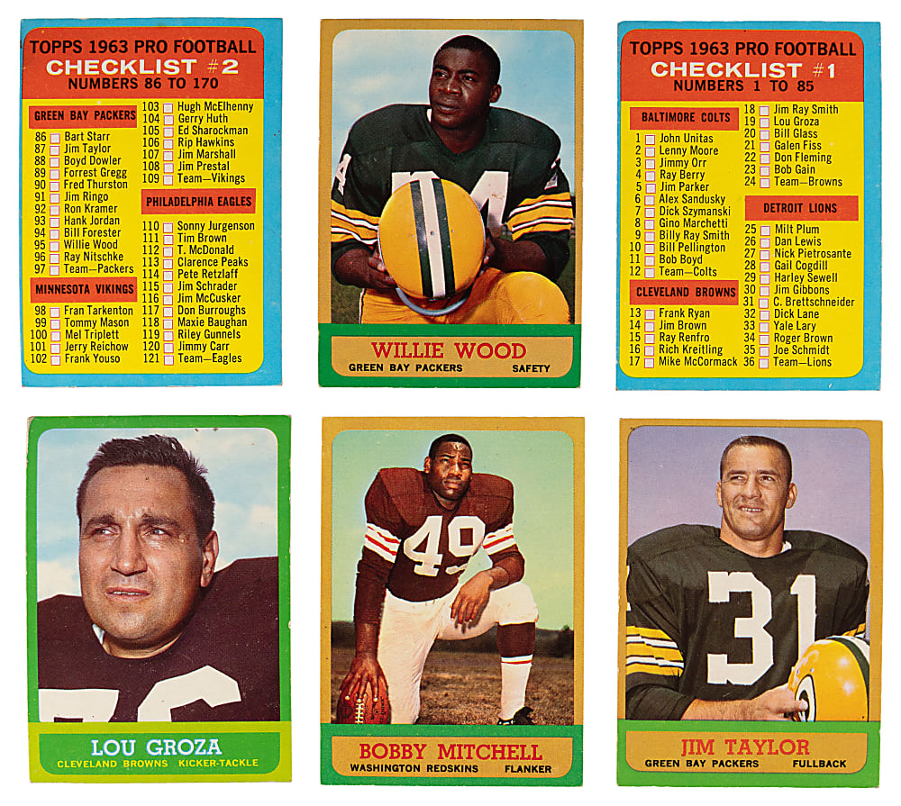 1963 Topps Football Near Complete Set (168/170) Plus 1960s Hobby Card Album