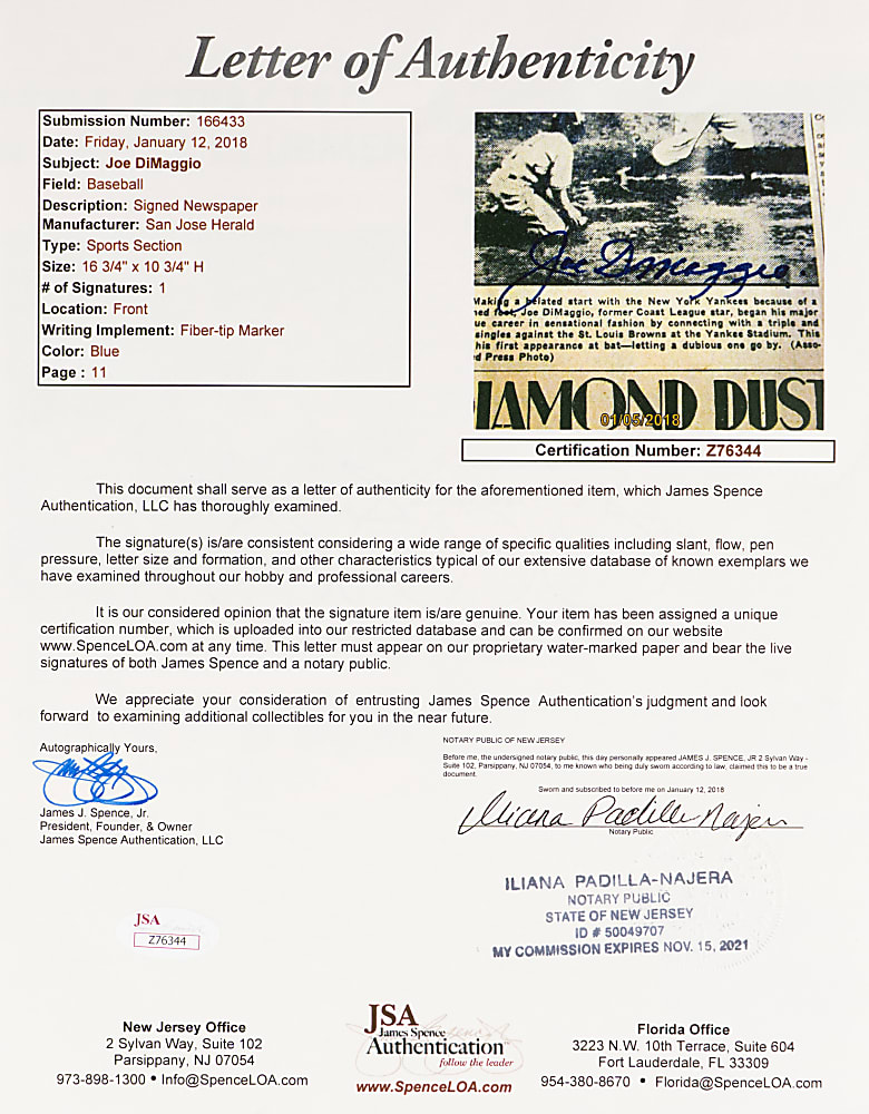 1936 Joe DiMaggio Debut Signed Newspaper with Full JSA LOA