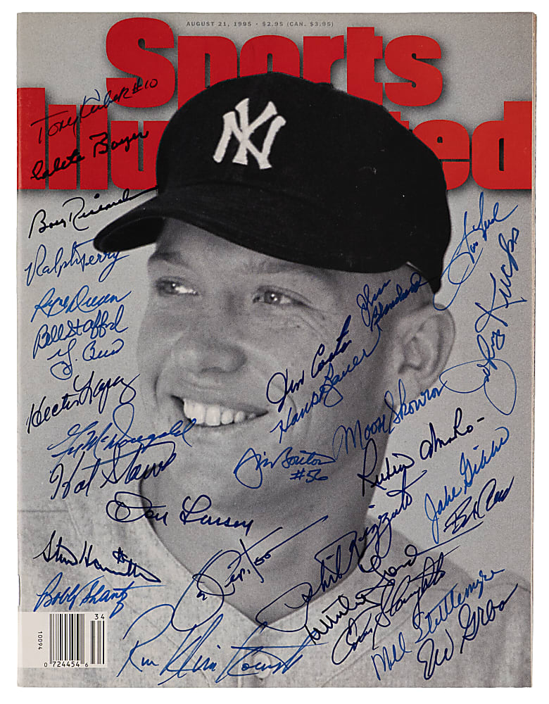 1940s-1970s New York Yankees Alumni Multi-Signed 1995 Sports Illustrated Issue with Mickey Mantle Cover