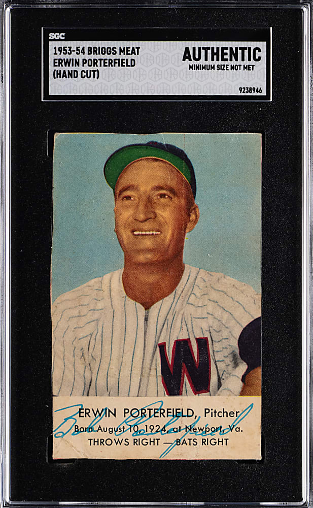 1953-1954 Briggs Meat Bob Porterfield SGC Authentic - Population 3 with Only 1 Higher