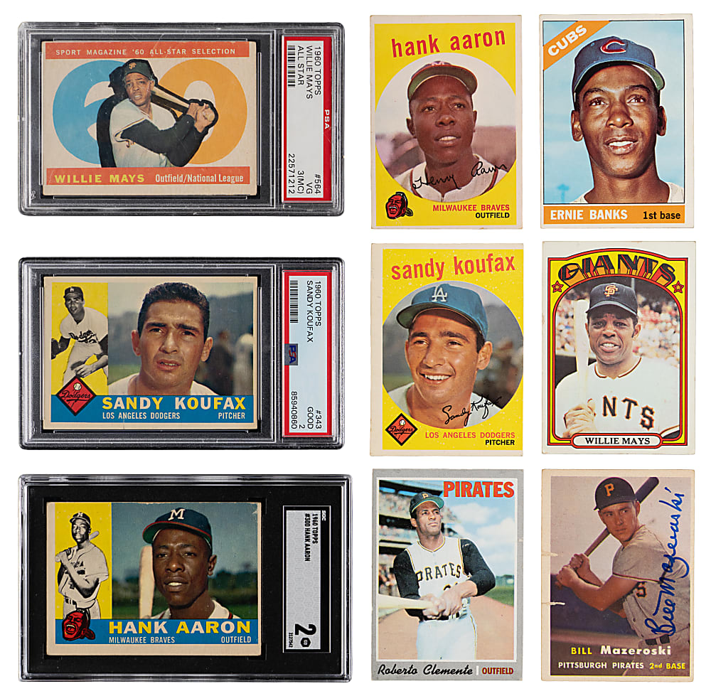 1933-1975 Baseball Stars & Singles Collection (81) with (31) Hall of Famers Including Aaron, Clemente, Koufax, Mays & (5) Graded