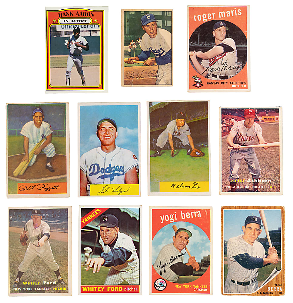 1933-1975 Baseball Stars & Singles Collection (81) with (31) Hall of Famers Including Aaron, Clemente, Koufax, Mays & (5) Graded