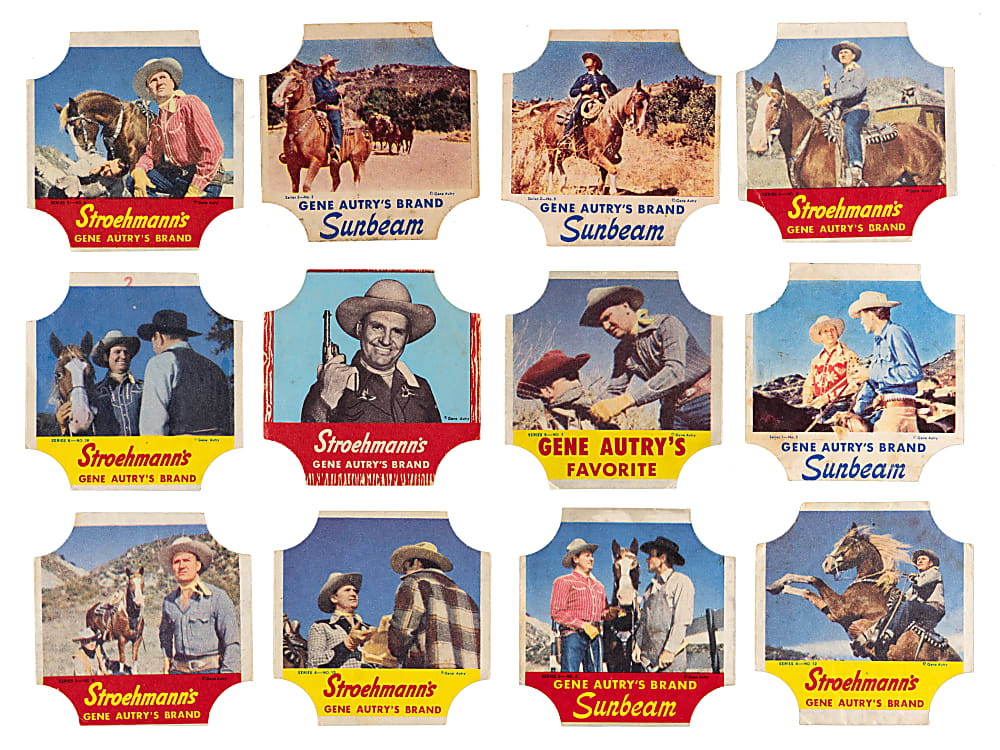 1952 Stroehmann's/Sunbeam Bread Labels Gene Autry Series 1-6 Collection (85) with Sets