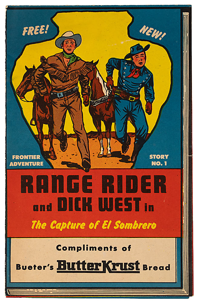 Tough 1951-1952 Butter Krust Range Rider Bread Labels Partial Set (11/16) Plus Album