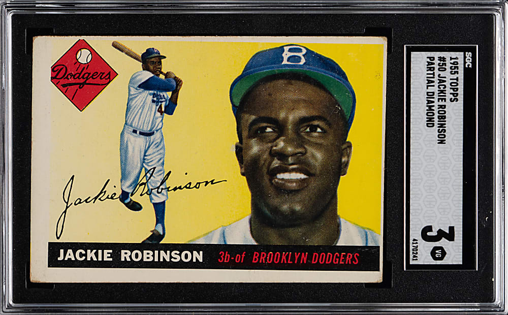 1955 Topps #50 Jackie Robinson Partial Diamond SGC VG 3