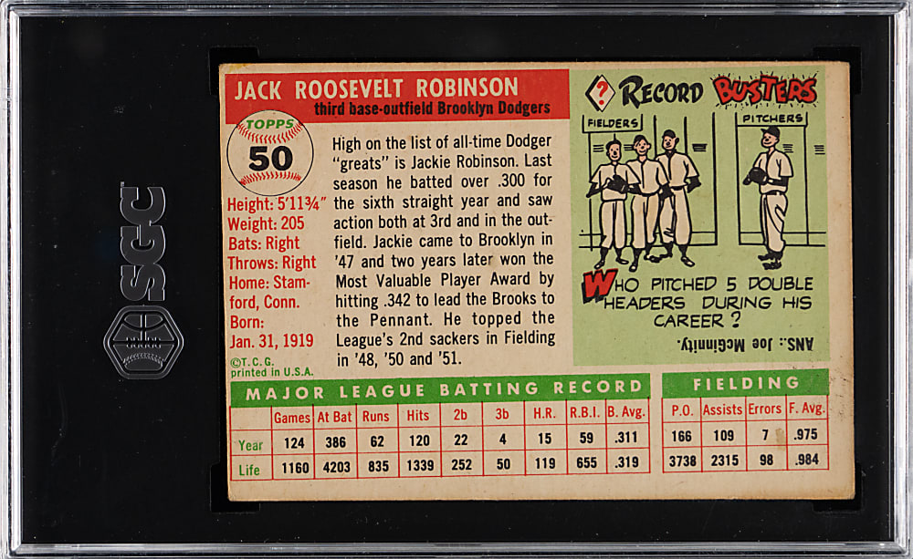 1955 Topps #50 Jackie Robinson Partial Diamond SGC VG 3