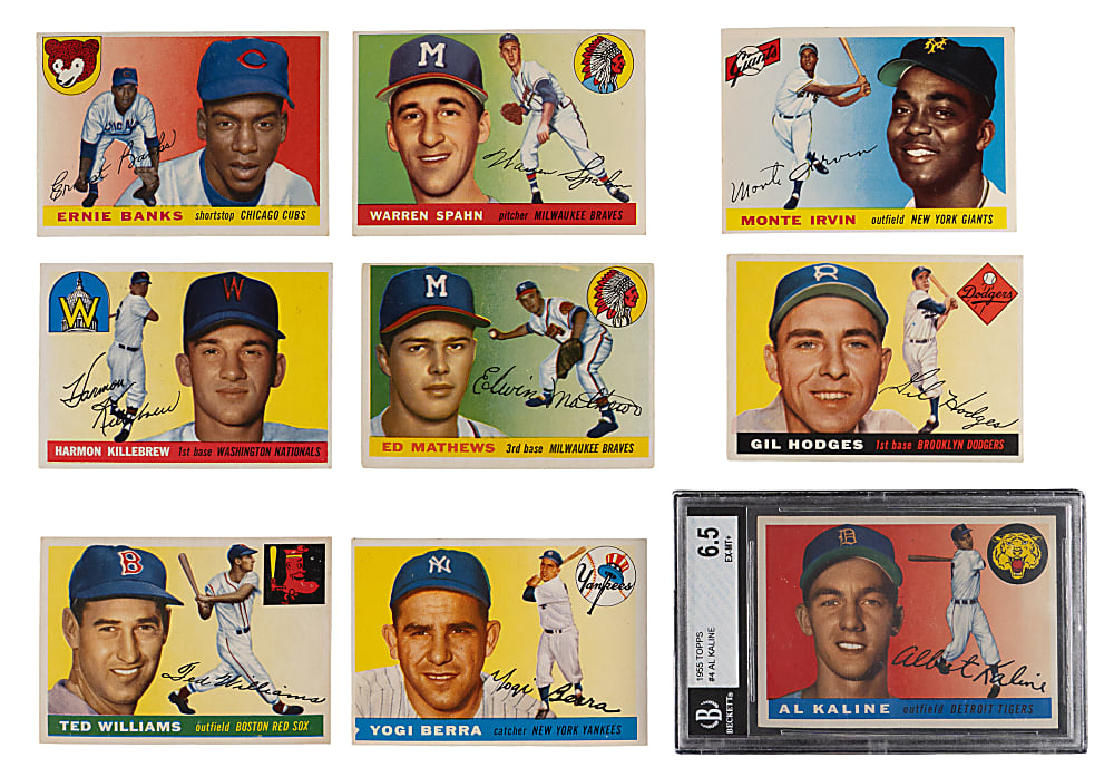 1955 Topps Near Complete Set (197/206) with (4) Graded & Several Hall of Famers Including Banks, Killebrew RC & T. Williams - Clean!