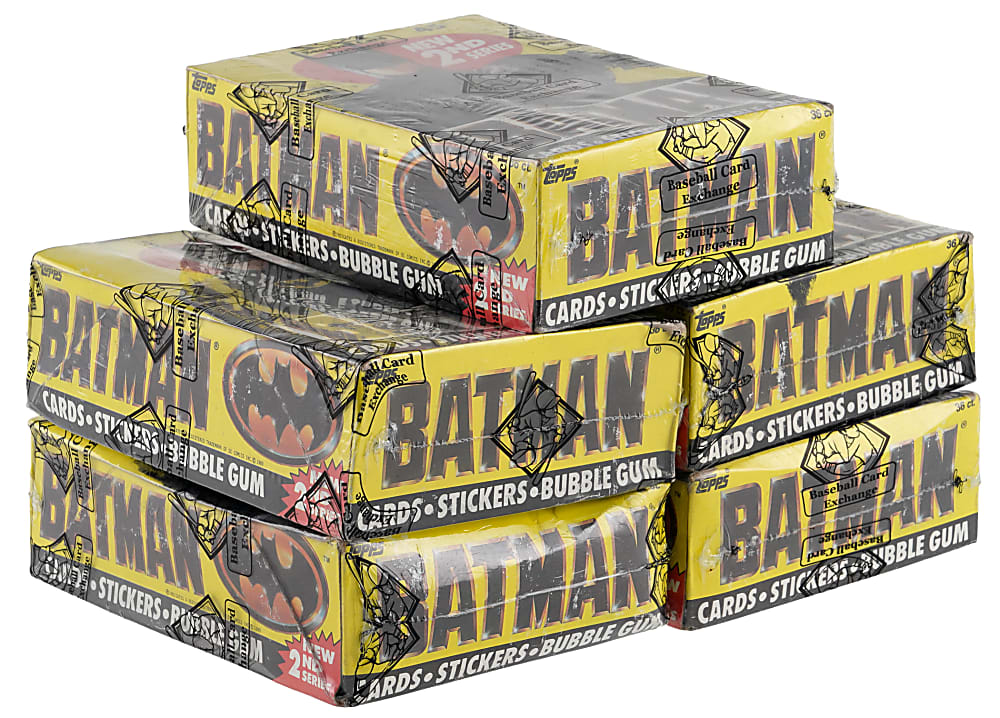 1989 Topps Batman Series 2 Unopened Wax Boxes (5) with Original Display Case - All BBCE