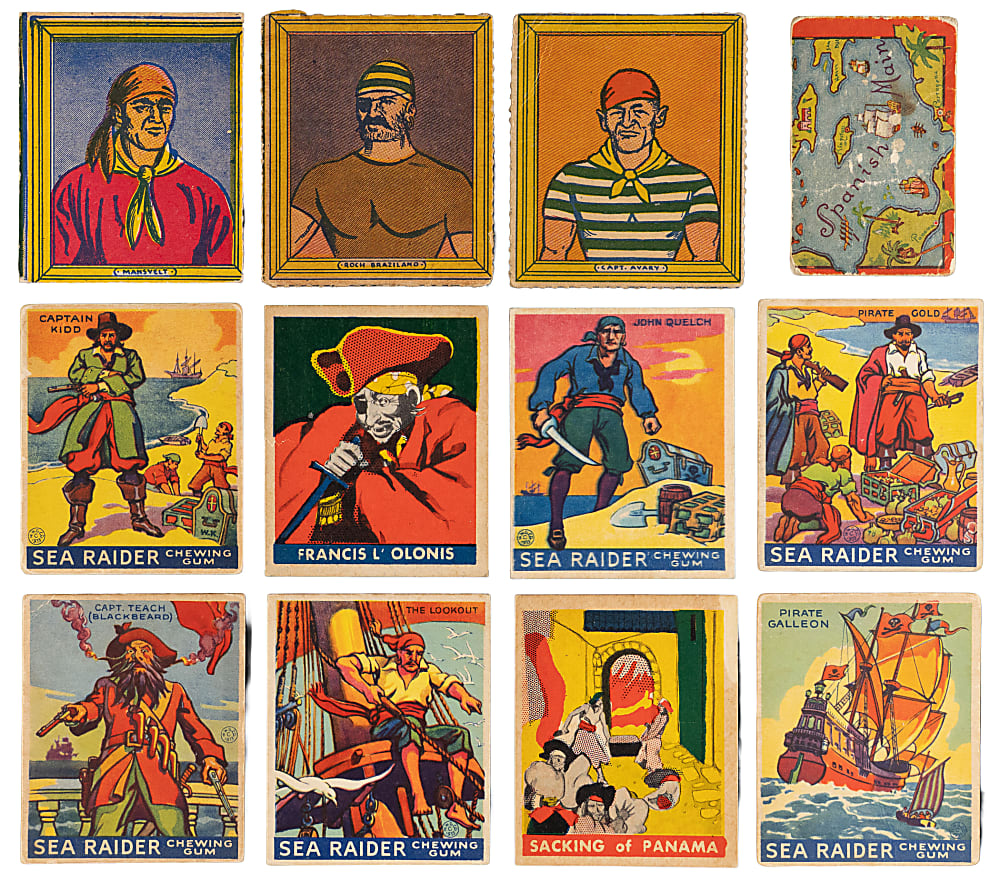 1930s-1950s Pirate Themed Collection (70) with 1930s R110-1 Holloway Pirate Treasure Set (48) & Sea Raiders