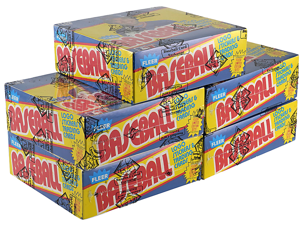 1989 Fleer Unopened Cello Boxes (5) with Original Retail Display Case - Each BBCE