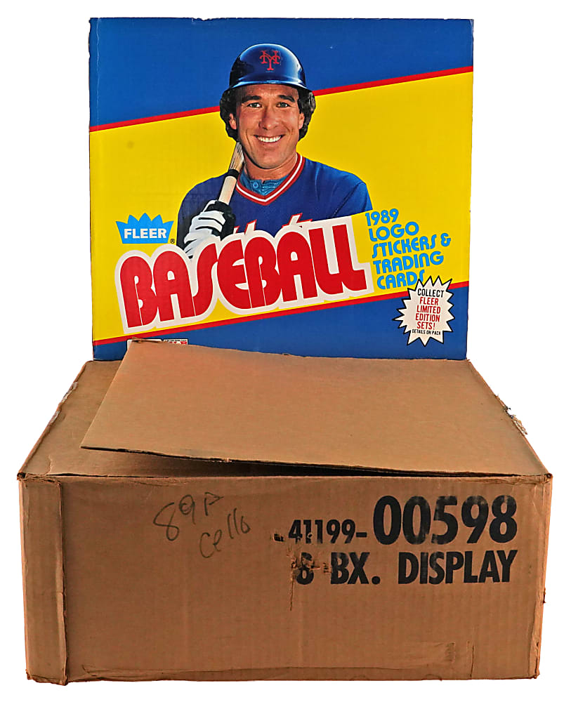 1989 Fleer Unopened Cello Boxes (5) with Original Retail Display Case - Each BBCE