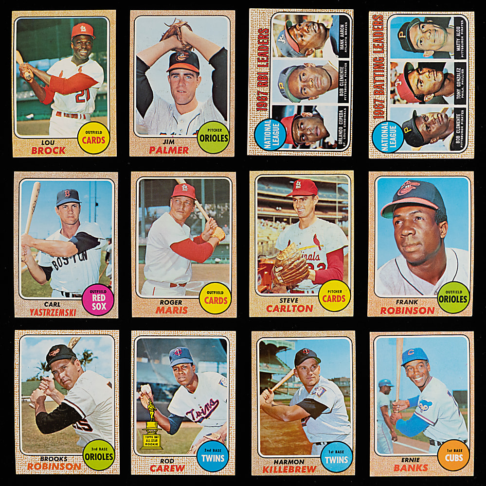 1968 Topps Near Complete Set (593/598) with (17) Graded (Average 7.8) with Most Key Cards - Clean!