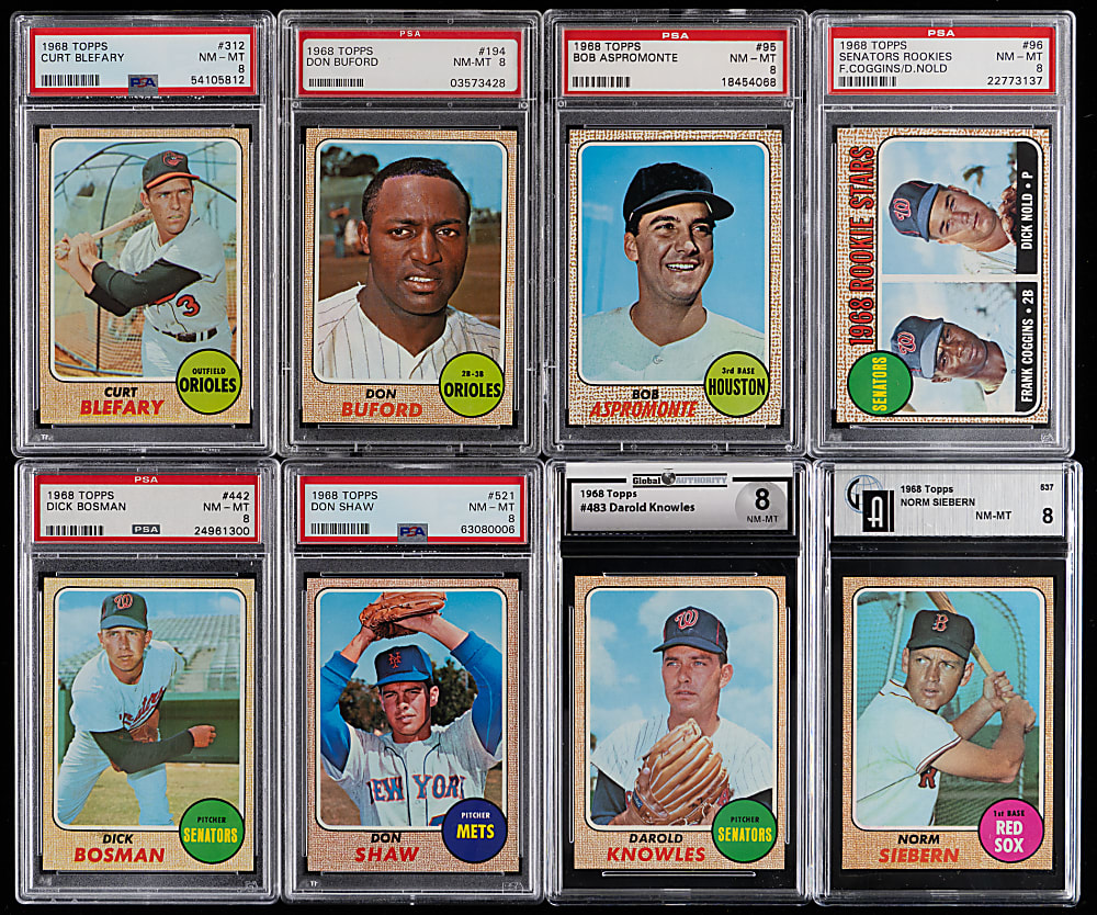 1968 Topps Near Complete Set (593/598) with (17) Graded (Average 7.8) with Most Key Cards - Clean!