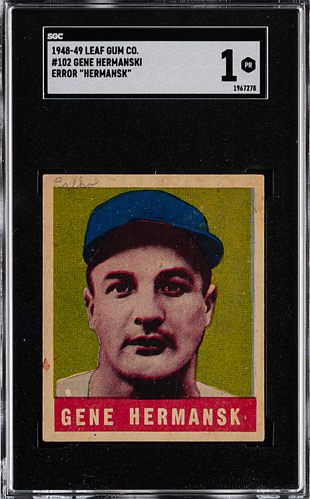 1948 Leaf #102 Gene Hermanski Error "Hermansk" SGC POOR 1