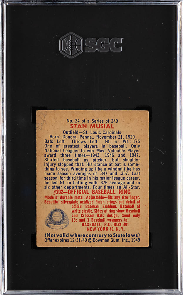 1949 Bowman #24 Stan Musial SGC FAIR 1.5