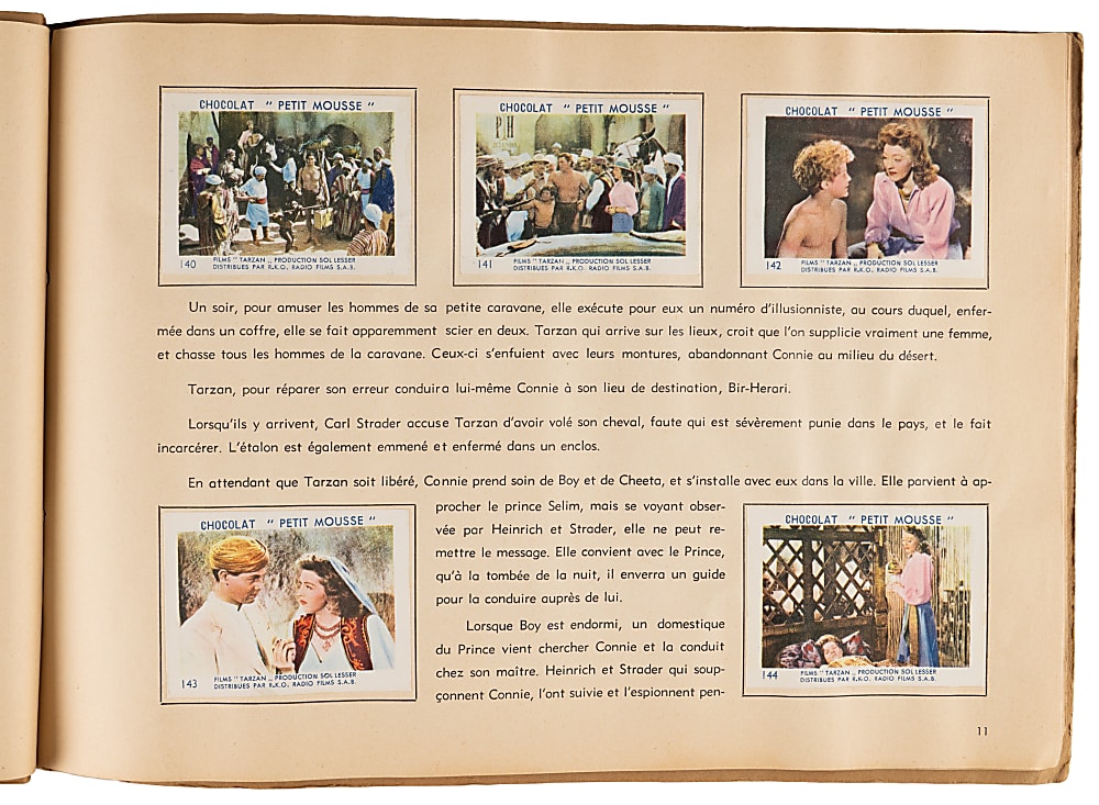 1940s Chocolat Petit Mousse New Adventures of Tarzan French Language Card Complete Set (100) In Original Album