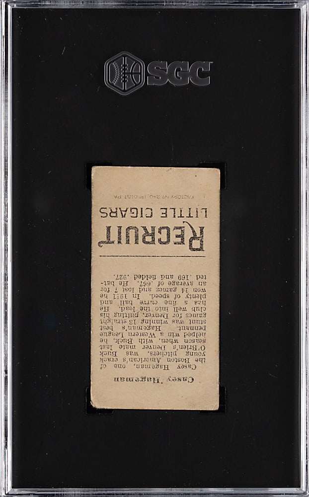 1912 T207 Brown Background Harry Lord Wrong Back (C. Hageman Reverse) SGC Authentic