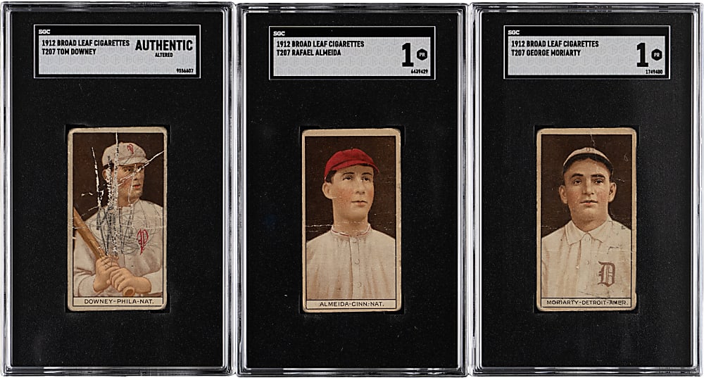 1912 T207 Broadleaf Background SGC Graded Trio