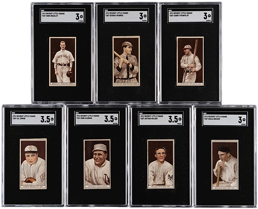 1912 T207 Brown Background SGC VG 3 or VG+ 3.5 Graded Group (7) with Shortprints
