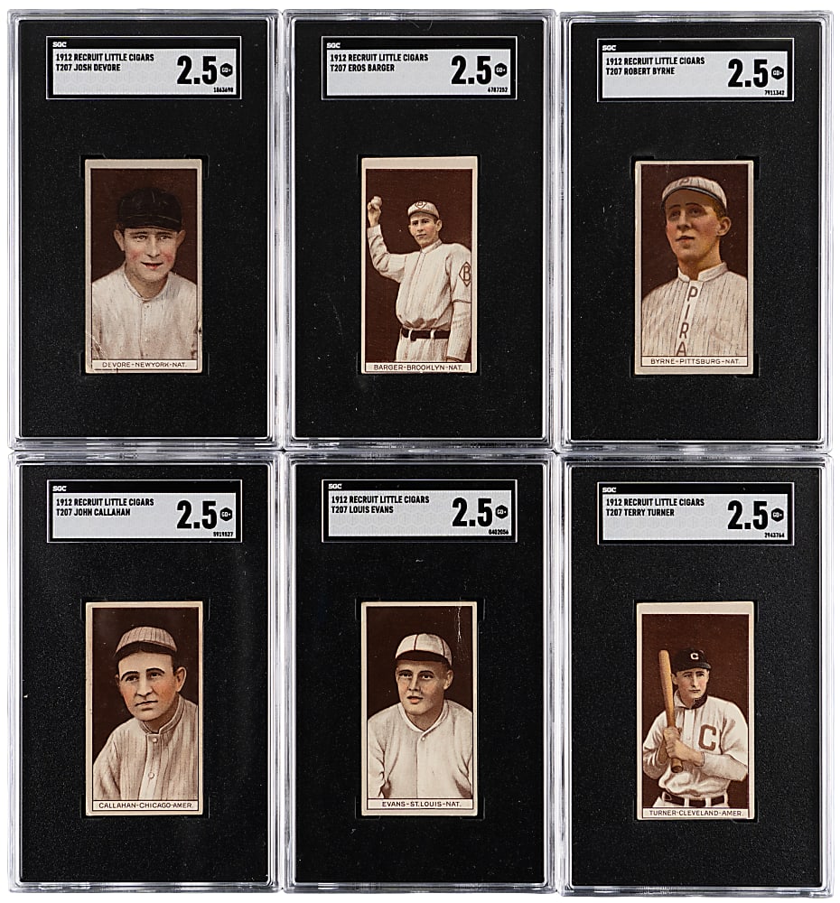1912 T207 Brown Background SGC GOOD+ 2.5 Graded Collection (12) with Joe Tinker & Shortprints