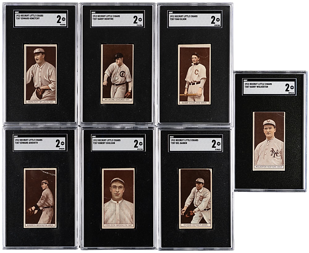 1912 T207 Brown Background SGC GOOD 2 Graded Collection (13) with Shortprints & Variations
