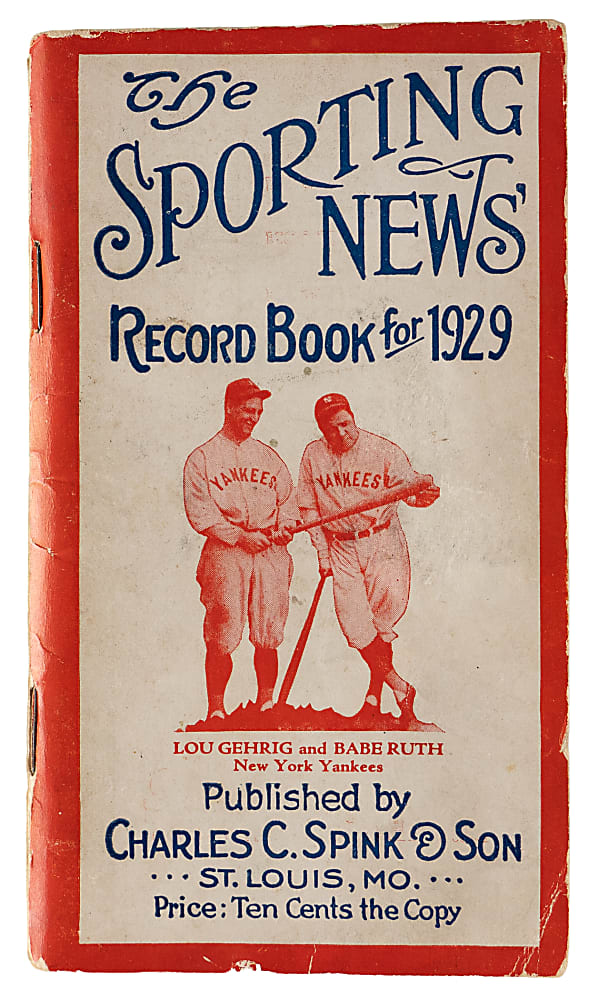 1929 The Sporting News Record Book with Babe Ruth & Lou Gehrig Cover