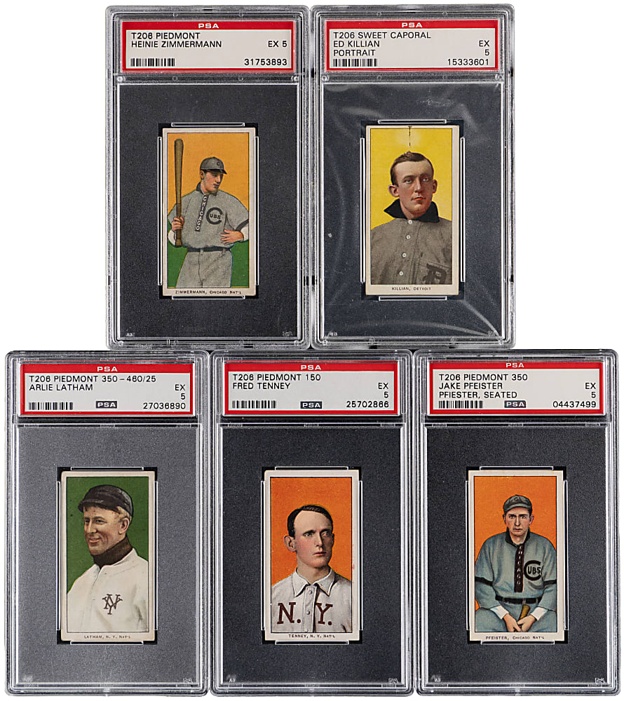 1909-1911 T206 White Border PSA Graded EX 5 Group (5)