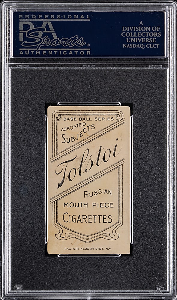 1909-1911 T206 White Border Ed Abbaticchio Blue Sleeves - Tolstoi Back PSA VG+ 3.5