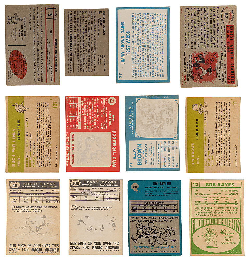 1952-1969 Topps & Bowman Football Collection (375+) with (3) Jim Brown, Johnny Unitas & Several Inserts