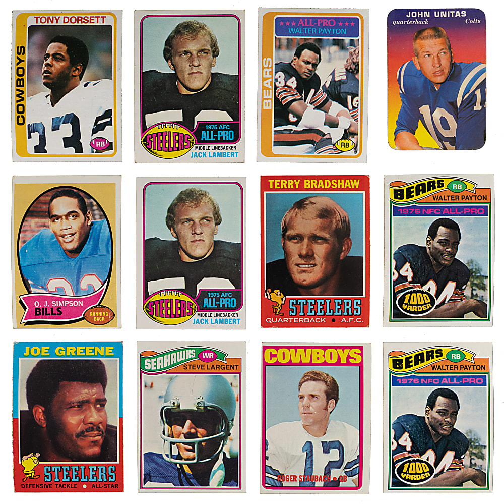 1970-1979 Football Stars & Rookies Collection (155) with Bradshaw, Simpson & Staubach Rookies - Loaded!