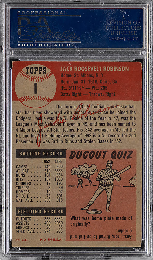 1953 Topps #1 Jackie Robinson PSA VG-EX 4