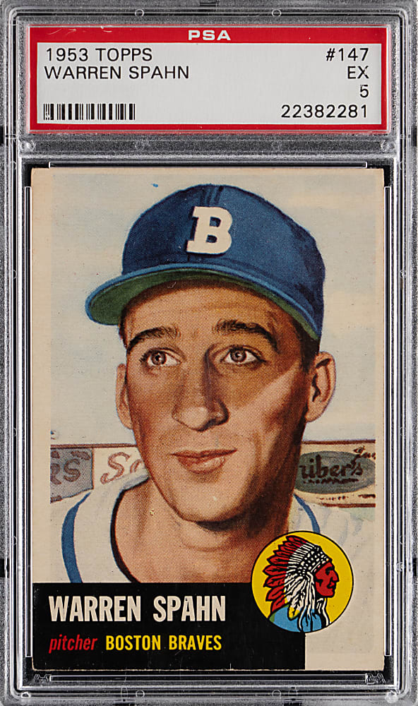 1953 Topps #147 Warren Spahn PSA EX 5