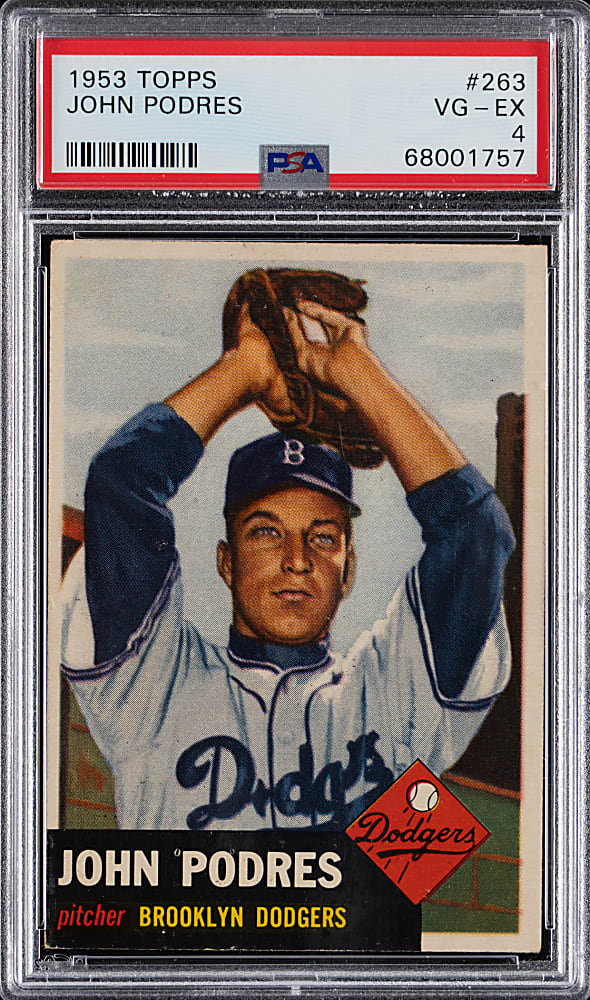1953 Topps #263 Johnny Podres Rookie High Number PSA VG-EX 4