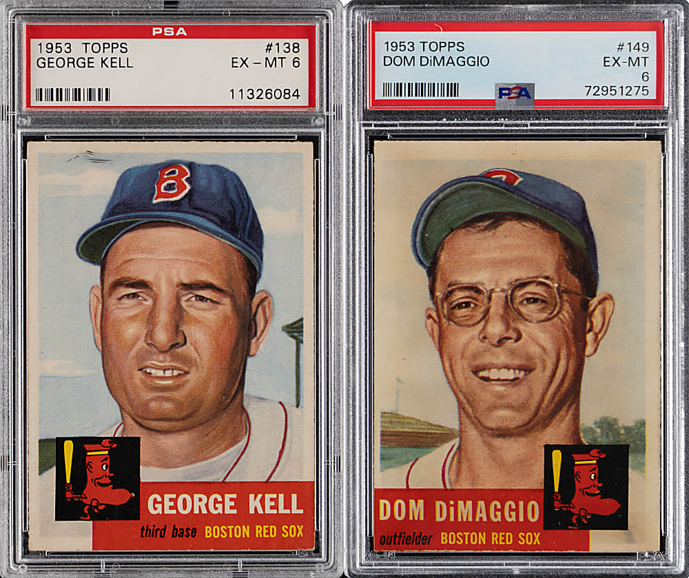 1953 Topps Boston Red Sox Star PSA EX-MT 6 Graded Pair with Dom DiMaggio & George Kell