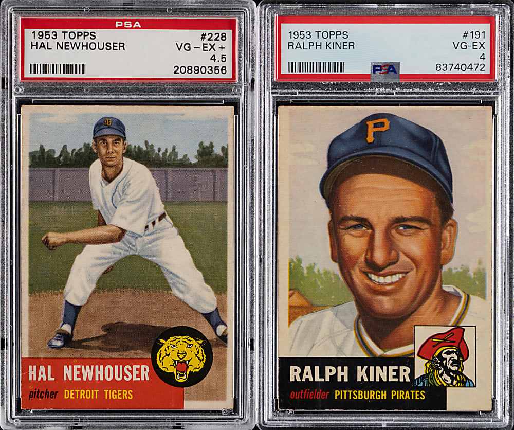 1953 Topps Hall of Fame PSA Graded Pair with Hal Newhouser & Ralph Kiner