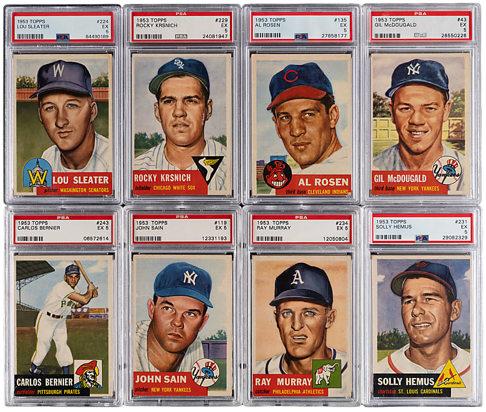 1953 Topps PSA EX 5 or EX+ 5.5 Graded Starter Set (98) with (13) High Numbers