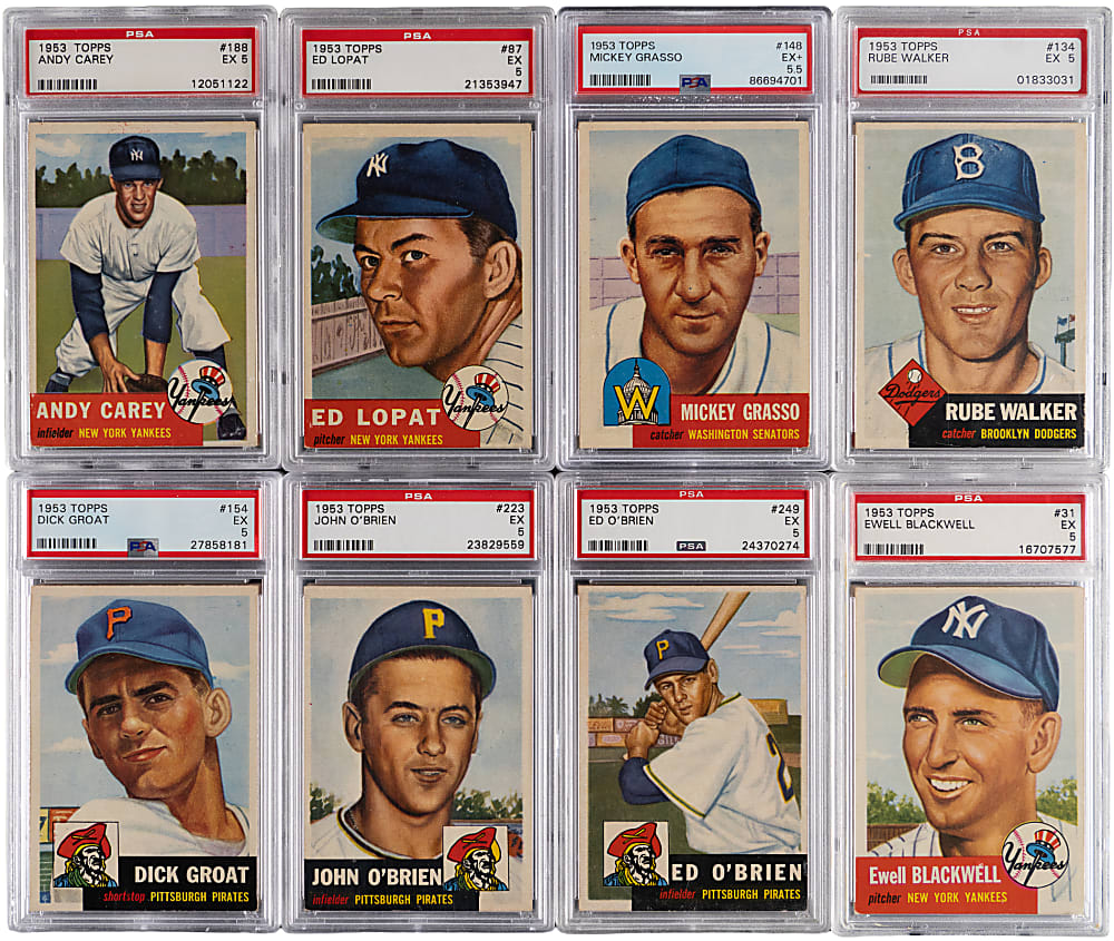 1953 Topps PSA EX 5 or EX+ 5.5 Graded Starter Set (98) with (13) High Numbers