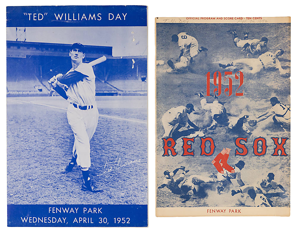 April 30, 1952 Ted Williams Day Program - Williams Game-Winning Home Run in Last At-Bat Before Korean War ServiceService