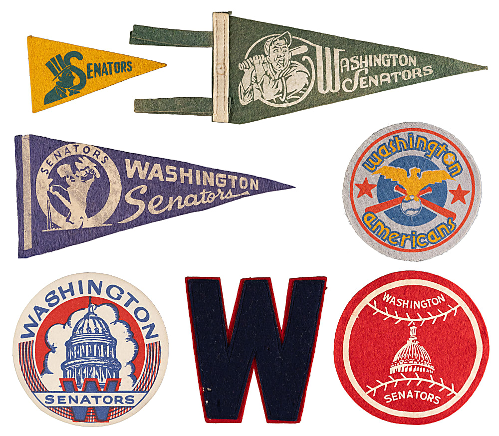 1930s-1970s Washington Senators Mini-Pennant/Patch/Decal Collection (12)