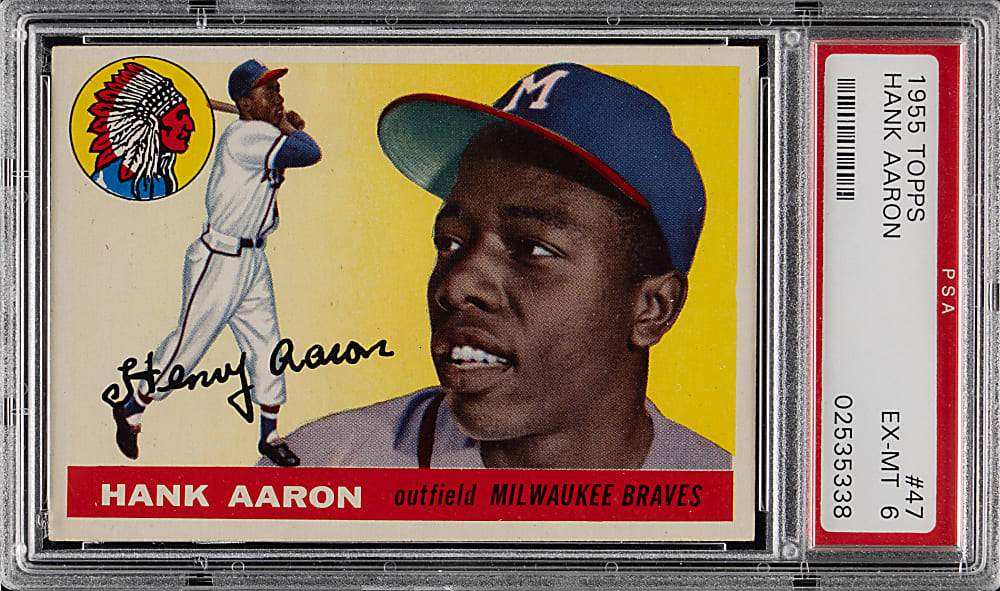 1955 Topps #47 Hank Aaron PSA EX-MT 6