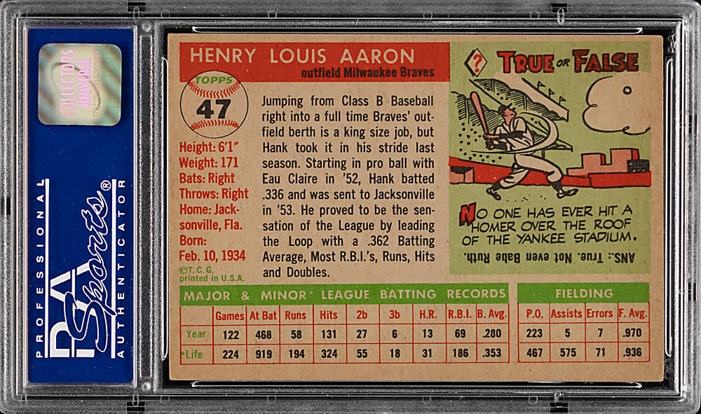 1955 Topps #47 Hank Aaron PSA EX-MT 6